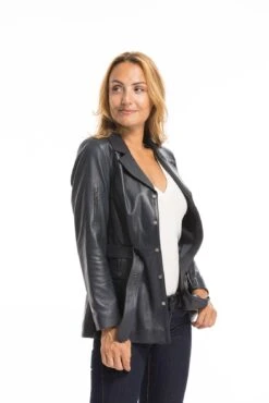 Veste Cuir Femme Demi Longueur Marine " Edelweiss " -Maroquinerie cg23femmeedelweissmarine23111 061837800 1522 03102022