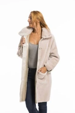 Manteau Mouton Femme Beige " GRETA " -Maroquinerie cg23femmegretabeige22479 082079200 1552 03102022