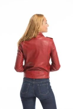 Perfecto Cuir Femme Rouge Schott "LCW 8600"