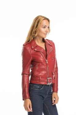 Perfecto Cuir Femme Rouge Schott "LCW 8600" -Maroquinerie cg23femmelcw8600rouge23452 034664600 1531 29092022