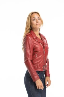 Perfecto Cuir Femme Rouge Schott "LCW 8600" -Maroquinerie cg23femmelcw8600rouge23453 072536200 1532 29092022