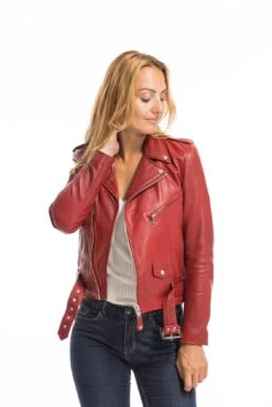 Perfecto Cuir Femme Rouge Schott "LCW 8600" -Maroquinerie cg23femmelcw8600rouge23458 099088500 1532 29092022