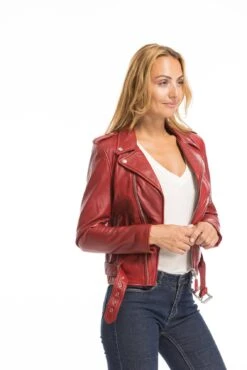 Perfecto Cuir Femme Rouge Schott "LCW 8600" -Maroquinerie cg23femmelcw8600rouge23462 030302300 1532 29092022