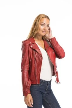 Perfecto Cuir Femme Rouge Schott "LCW 8600" -Maroquinerie cg23femmelcw8600rouge23463 035560100 1532 29092022