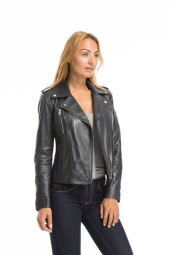 Blouson Biker Femme Marine " NOELIE " 16 Blouson Biker Femme Marine " NOELIE " -Maroquinerie cg23femmenoeliemarine21864 088641600 1540 03102022
