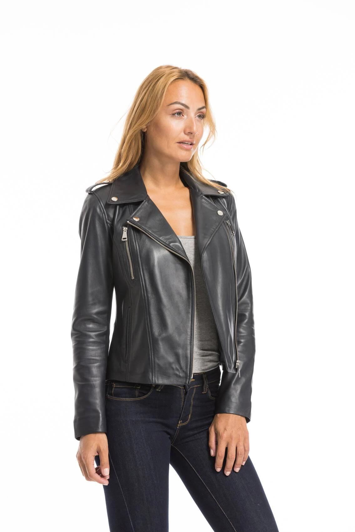 Blouson Biker Femme Marine " NOELIE " 7 Blouson Biker Femme Marine " NOELIE " – Image 7