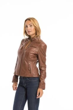 Veste Cuir Femme Cognac Clair "P14-01" 30 Veste Cuir Femme Cognac Clair "P14-01" -Maroquinerie cg23femmep1401darkcognac22777 030237500 1543 03102022