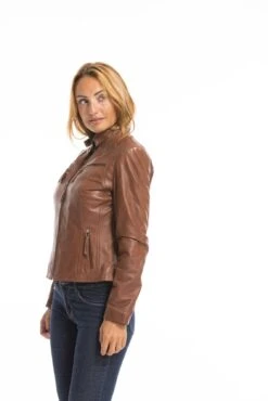 Veste Cuir Femme Cognac Clair "P14-01" 21 Veste Cuir Femme Cognac Clair "P14-01" -Maroquinerie cg23femmep1401darkcognac22778 013633600 1543 03102022