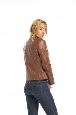 Veste Cuir Femme Cognac Clair "P14-01"