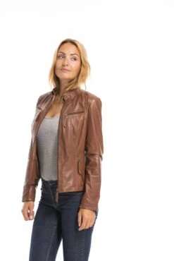 Veste Cuir Femme Cognac Clair "P14-01" 26 Veste Cuir Femme Cognac Clair "P14-01" -Maroquinerie cg23femmep1401darkcognac22788 076895400 1543 03102022