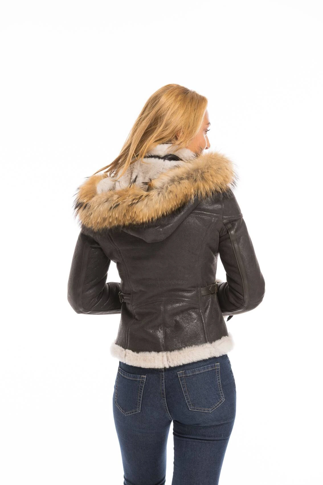 Blouson Cuir Mouton Femme Marron " DISTEL " Style Bombardier à Capuche 1 Blouson Cuir Mouton Femme Marron " DISTEL " Style Bombardier à Capuche