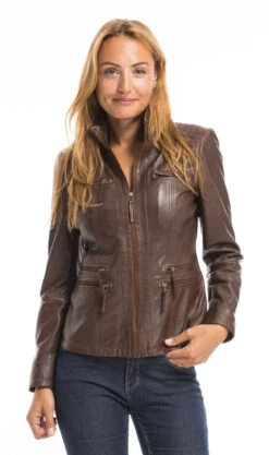 Veste Cuir Femme Parker Cognac "TEIJA" -Maroquinerie cg23femmeteidadarkcogn 015266700 1547 03102022