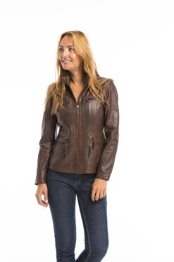 Veste Cuir Femme Parker Cognac "TEIJA" -Maroquinerie cg23femmeteidadarkcognac22692 075318500 1546 03102022