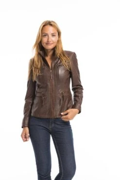 Veste Cuir Femme Parker Cognac "TEIJA" -Maroquinerie cg23femmeteidadarkcognac22694 013983700 1546 03102022