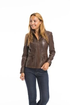 Veste Cuir Femme Parker Cognac "TEIJA" -Maroquinerie cg23femmeteidadarkcognac22696 1 011013900 1546 03102022