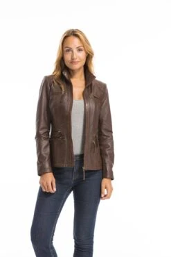 Veste Cuir Femme Parker Cognac "TEIJA" -Maroquinerie cg23femmeteidadarkcognac22702 091024400 1546 03102022