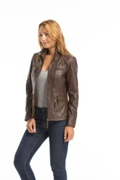 Veste Cuir Femme Parker Cognac "TEIJA" -Maroquinerie cg23femmeteidadarkcognac22704 093757900 1546 03102022