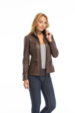 Veste Cuir Femme Parker Cognac "TEIJA" -Maroquinerie cg23femmeteidadarkcognac22706 024914600 1546 03102022
