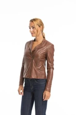 Blouson Cuir Femme Marron Clair "TRACY" -Maroquinerie cg23femmetracycognacfonce22317 002854800 1547 03102022