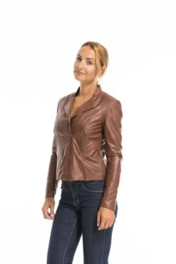 Blouson Cuir Femme Marron Clair "TRACY" -Maroquinerie cg23femmetracycognacfonce22318 071148800 1547 03102022