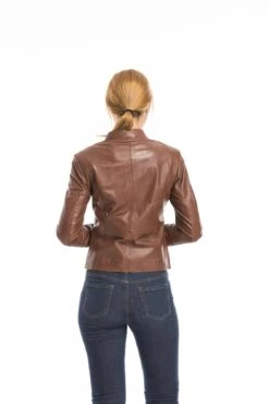 Blouson Cuir Femme Marron Clair "TRACY"
