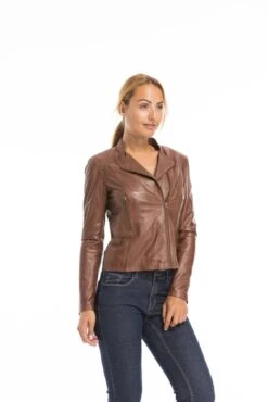 Blouson Cuir Femme Marron Clair "TRACY" -Maroquinerie cg23femmetracycognacfonce22321 034552900 1547 03102022
