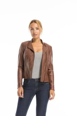 Blouson Cuir Femme Marron Clair "TRACY" -Maroquinerie cg23femmetracycognacfonce22323 071786700 1547 03102022