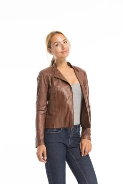 Blouson Cuir Femme Marron Clair "TRACY" -Maroquinerie cg23femmetracycognacfonce22328 046214600 1547 03102022