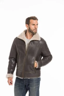 Blouson Cuir Homme Mouton Marron Style Bombardier Hiver " 007 " 15 Blouson Cuir Homme Mouton Marron Style Bombardier Hiver " 007 " -Maroquinerie cg23homme007marron25577 073895600 0919 23092022