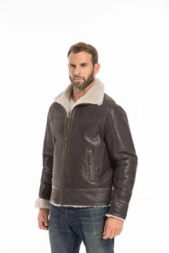 Blouson Cuir Homme Mouton Marron Style Bombardier Hiver " 007 " 22 Blouson Cuir Homme Mouton Marron Style Bombardier Hiver " 007 " -Maroquinerie cg23homme007marron25579 042840500 0916 23092022