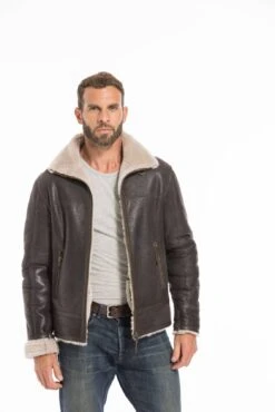 Blouson Cuir Homme Mouton Marron Style Bombardier Hiver " 007 " 18 Blouson Cuir Homme Mouton Marron Style Bombardier Hiver " 007 " -Maroquinerie cg23homme007marron25582 045428500 0917 23092022