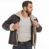 Blouson Cuir Homme Mouton Marron Style Bombardier Hiver " 007 "