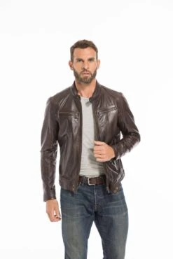 Blouson Cuir Homme Agneau Lavé Marron Style Motard Sport Tendance " 100233 " 14 Blouson Cuir Homme Agneau Lavé Marron Style Motard Sport Tendance " 100233 " -Maroquinerie cg23homme100233marron24626 072633400 1150 23092022