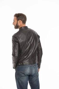 Blouson Cuir Homme Agneau Lavé Noir Style Motard Sport Tendance " 100233 " -Maroquinerie cg23homme100233noir25797 012413400 1153 23092022