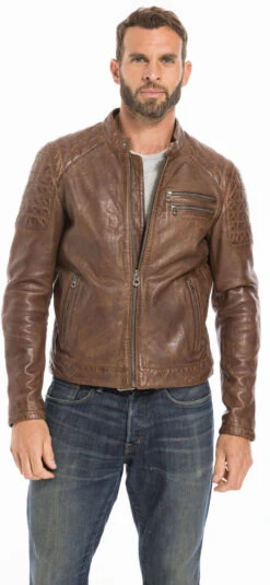 Blouson Cuir Homme Dark Cognac " 101036 " -Maroquinerie cg23homme101036cognacf 062298900 1625 23092022
