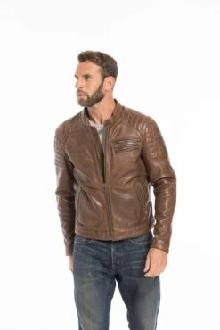 Blouson Cuir Homme Dark Cognac " 101036 " -Maroquinerie cg23homme101036cognacfonce24606 091262500 1154 23092022