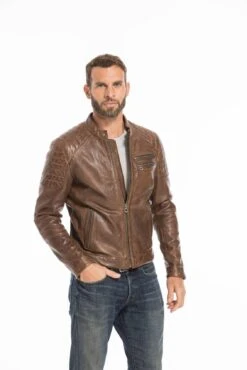 Blouson Cuir Homme Dark Cognac " 101036 " -Maroquinerie cg23homme101036cognacfonce24609 054176000 1154 23092022