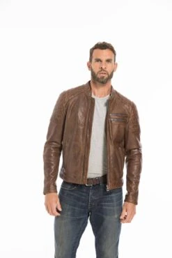 Blouson Cuir Homme Dark Cognac " 101036 " -Maroquinerie cg23homme101036cognacfonce24612 1 068233800 1155 23092022