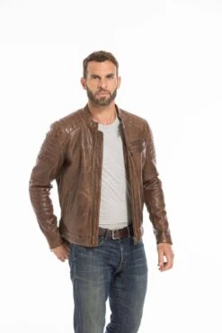 Blouson Cuir Homme Dark Cognac " 101036 " -Maroquinerie cg23homme101036cognacfonce24616 016007500 1155 23092022