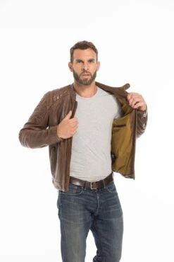 Blouson Cuir Homme Dark Cognac " 101036 "