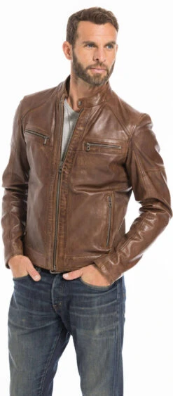 Blouson Cuir Homme Dark Cognac " COLLINS " 31 Blouson Cuir Homme Dark Cognac " COLLINS " -Maroquinerie cg23homme101046cognacf 031119500 1625 23092022