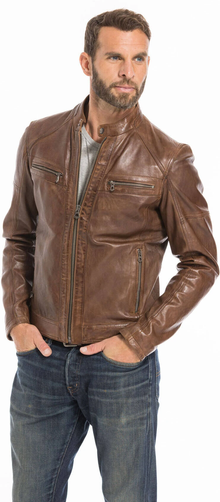 Blouson Cuir Homme Dark Cognac " COLLINS " 16 Blouson Cuir Homme Dark Cognac " COLLINS " – Image 16