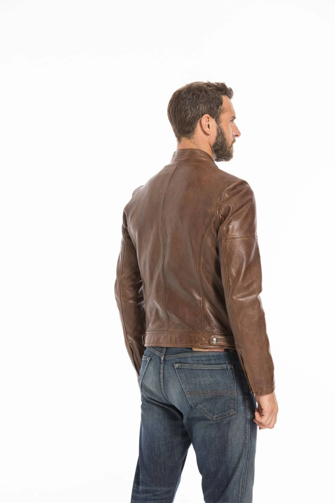 Blouson Cuir Homme Dark Cognac " COLLINS " 10 Blouson Cuir Homme Dark Cognac " COLLINS " – Image 10