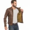 Blouson Cuir Homme Dark Cognac " COLLINS "