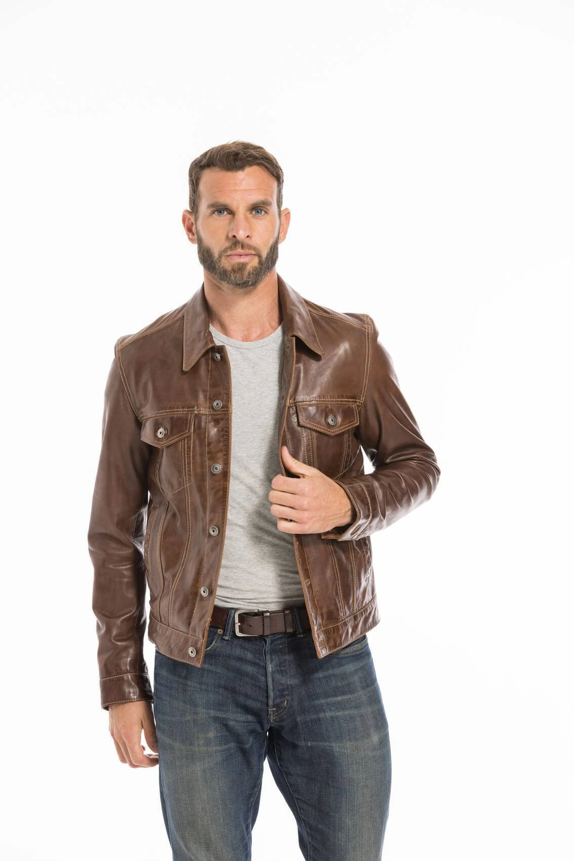 Blouson Cuir Homme Bison " 101846 " 4 Blouson Cuir Homme Bison " 101846 " – Image 4