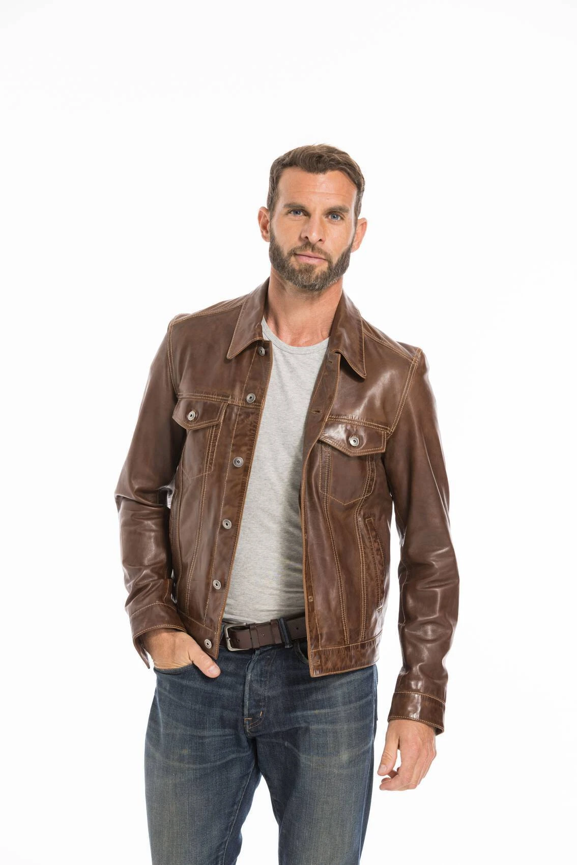 Blouson Cuir Homme Bison " 101846 " 3 Blouson Cuir Homme Bison " 101846 " – Image 3