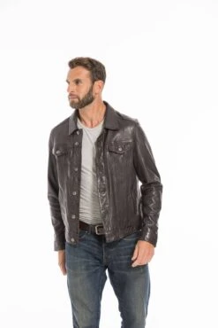 Blouson Cuir Homme Marron " 101846 " -Maroquinerie cg23homme101846marron24808 096236000 1553 26092022