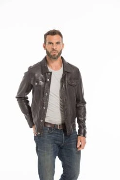 Blouson Cuir Homme Marron " 101846 " -Maroquinerie cg23homme101846marron24810 089465300 1552 26092022