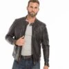 Blouson Cuir Homme Noir Vieilli " 102431 "