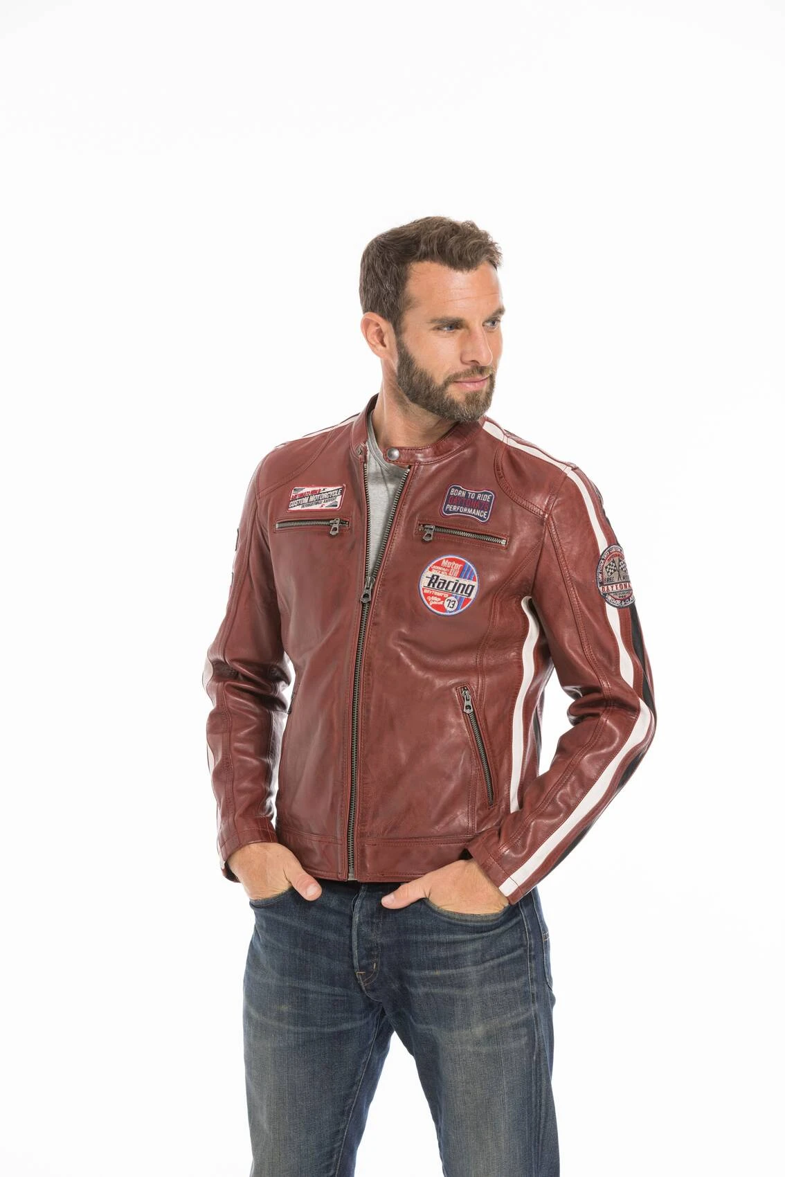 Blouson Cuir Homme Rouge Daytona " 102434 " 1 Blouson Cuir Homme Rouge Daytona " 102434 "